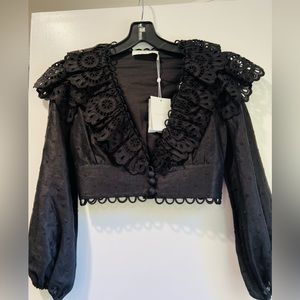 ZIMMERMANN***Bellitude Black Scallop Crop Top**Size 0P $440 BNWT